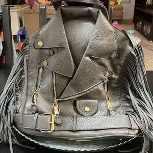Gray Moto Jacket Backpack